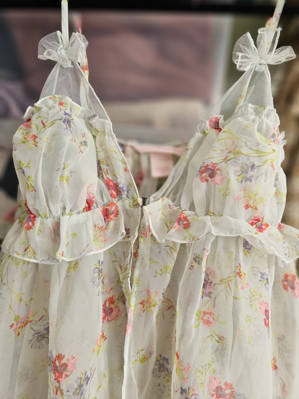 Victoria's Secret White Floral Sheer Chiffon Babydoll